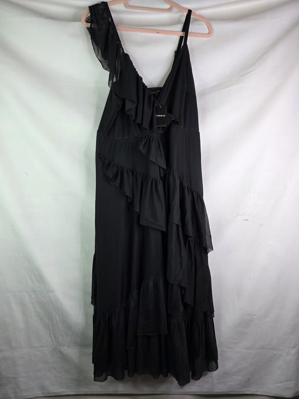 Torrid Size 1 1x Black Ruffle One-Shoulder Dress NWT